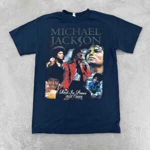 Michael Jackson King Of Pop 1958–2009 Memorial Tribute Shirt Mens Small Navy